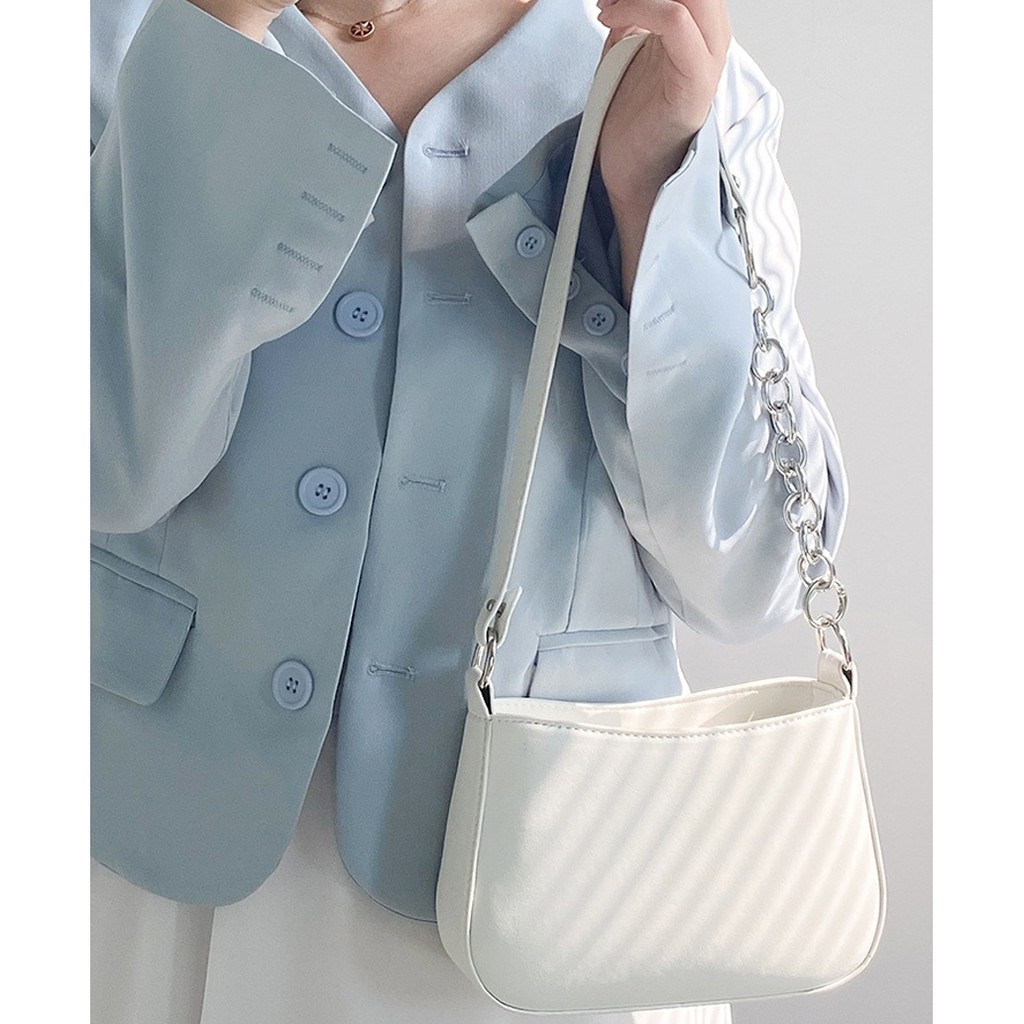 Túi đeo vai nữ Bag.thanhthu dây da phối xích có ngăn khóa kéo phong cách Hàn Quốc 513