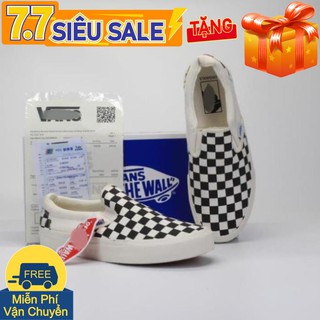 Giày sneaker thể thao van caro trắng đen slipion full box