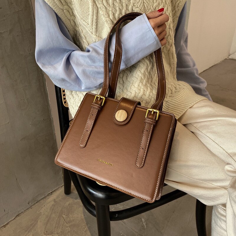 Túi Đeo Vai JASMIN NOIR Bằng Da Pu Vuông Phong Cách Retro Đơn Giản Cho Nữ