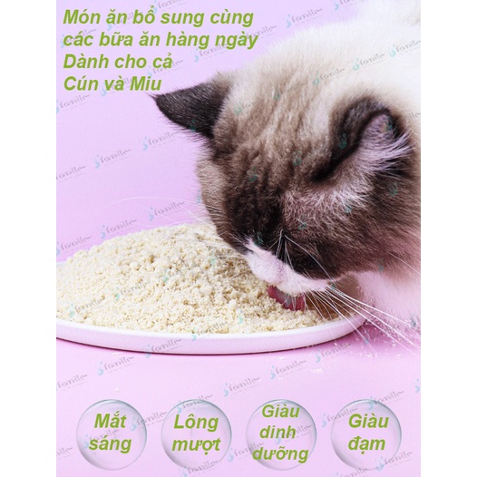 Thức ăn chó mèo JFamille, ruốc - chà bông xù vị Gà, Vịt, Lòng đỏ trứng. Bổ sung Vitamin và Protein. JF177