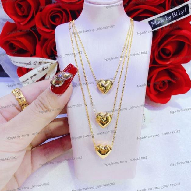 Dây chuyền tim phồng mạ vàng