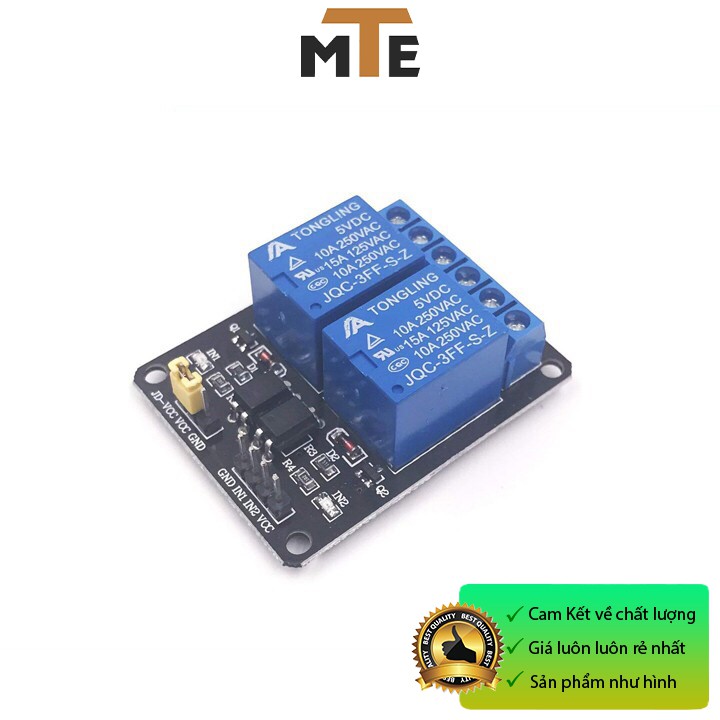 Mạch relay 2 kênh 5V đóng cắt thiết bị điện 220v 10A có OPTO cách ly -  Module relay 5v