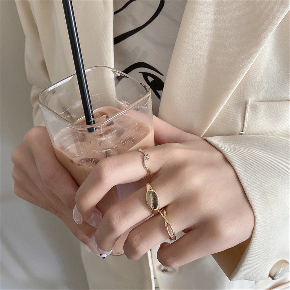 Set 3 Nhẫn Đeo Ngón Tay Phong Cách Hip hop Đường Phố Âu Mỹ Thời Trang Cho Nữ