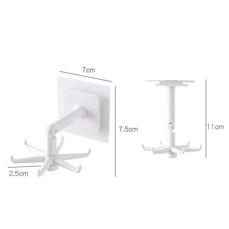 Móc Xoay 6 Chấu Dán Tường