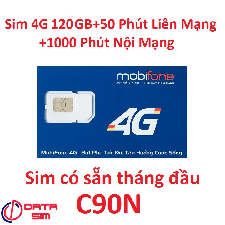 Sim 4G C90N MOBIFONE MỖI NGÀY 4GB 1000 PHÚT NỘI MẠNG 50 PHÚT LIÊN MẠNG CÓ SẴN THÁNG ĐẦU