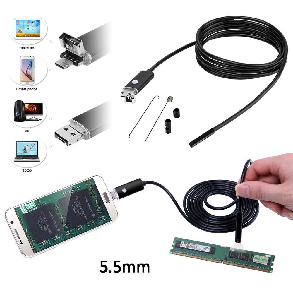 Camera Nội Soi Chống Nước Hỗ Trợ Android, PC, Laptop Dài 10M