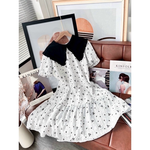 Đầm babydoll hoa nhí cổ peter TH