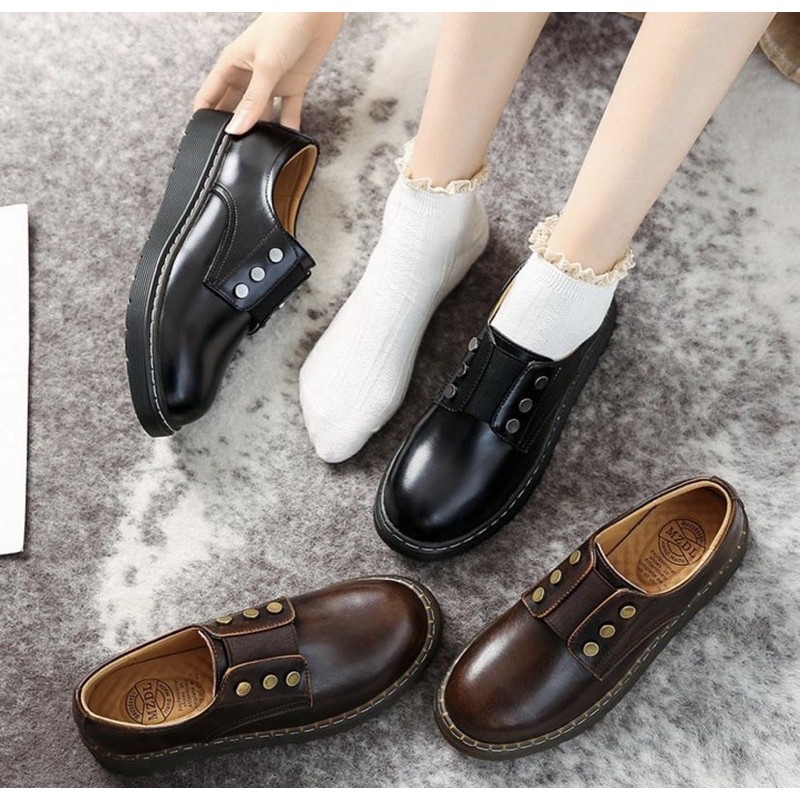 Giày Harajuku phong cách nước Anh oxford vintage cao cấp retro cô gái Nhật Bản Lenvintage văn học martin ulzzang