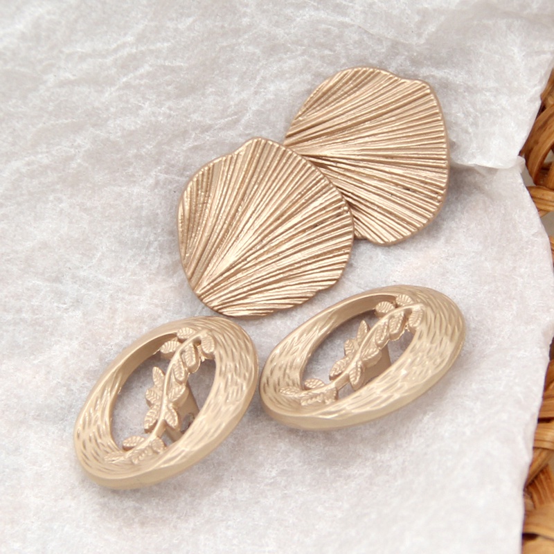 Bộ 6 Nút Áo Kim Loại Hình Vỏ Sò Phong Cách Vintage Cho Trang Phục