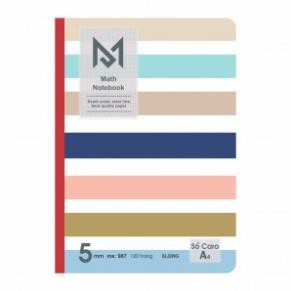 Sổ May Caro A4 Math Notebook 120 Trang; MS 987- Sổ Có Kết Cấu May Dán Gáy, Giấy có Độ Mịn Cao ,Không Nhòe,Lem Khi Viết