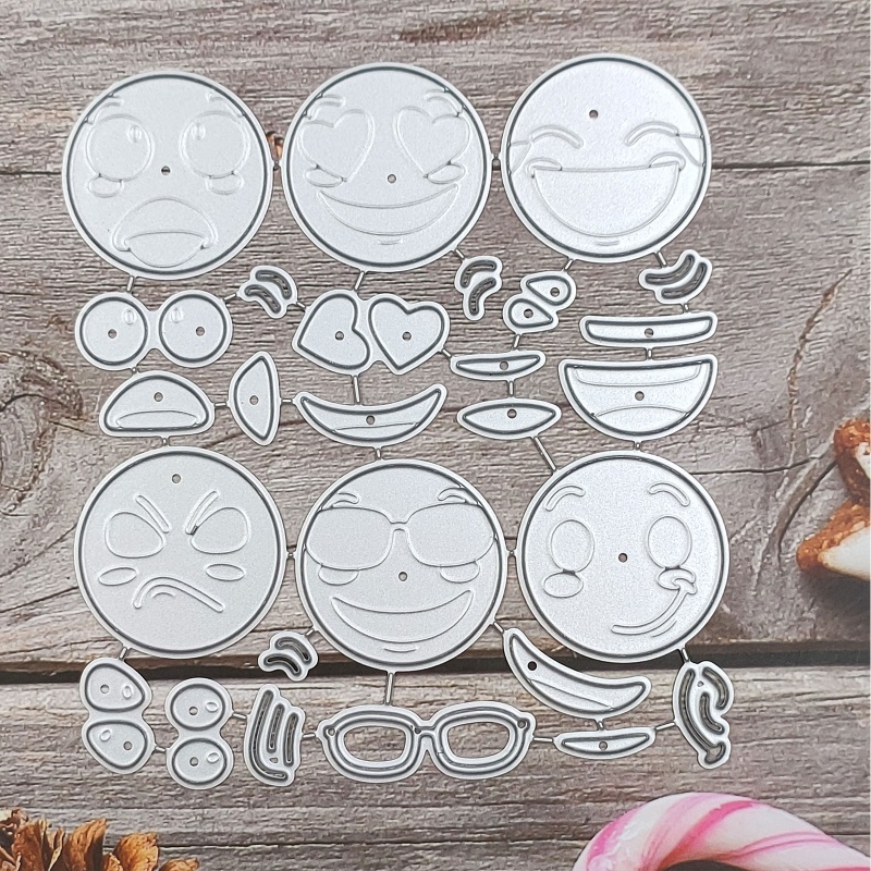 1 Bộ Khuôn Cắt Giấy Kim Loại Hình Biểu Tượng Cảm Xúc Ngộ Nghĩnh