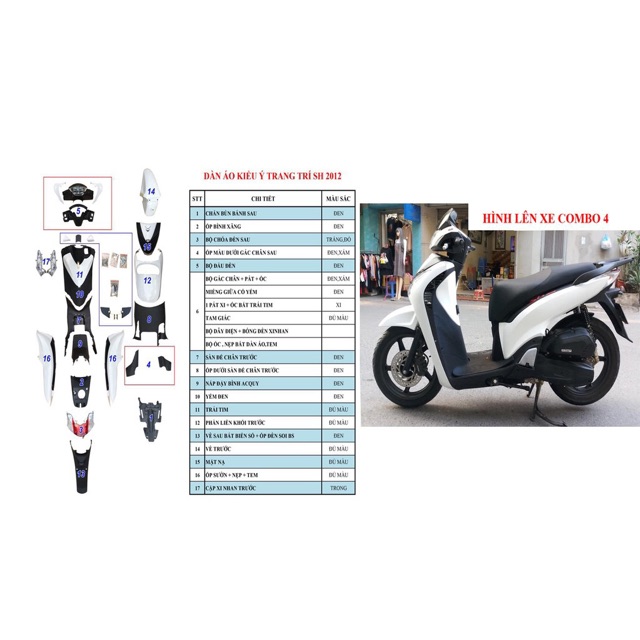 Combo dàn áo nhựa 17 chi tiết cho sh 2012-2016
