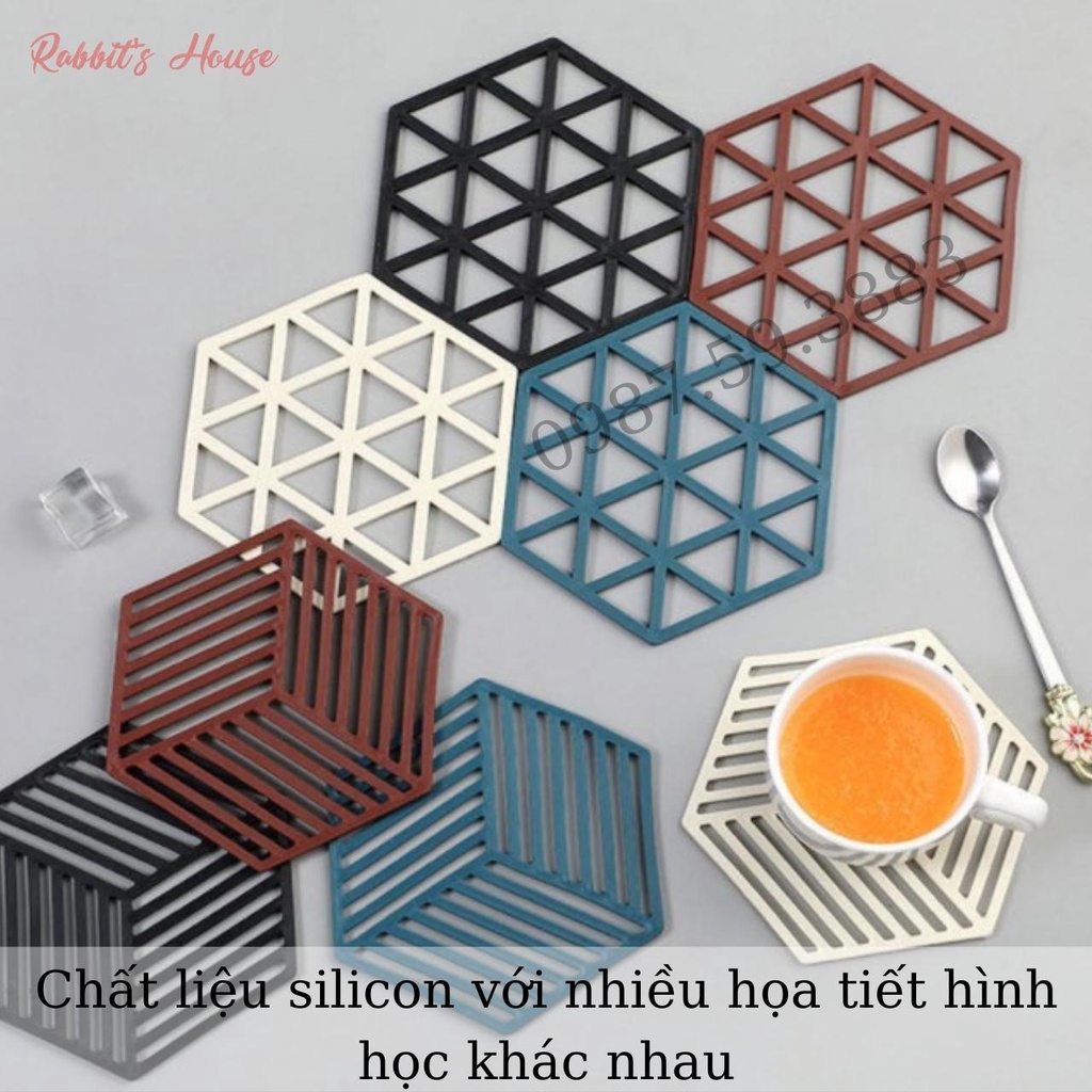 Miếng Lót Nồi, Đế Lót Nồi Bát Đĩa Ly Cốc Bằng Silicon Họa Tiết Hình Học