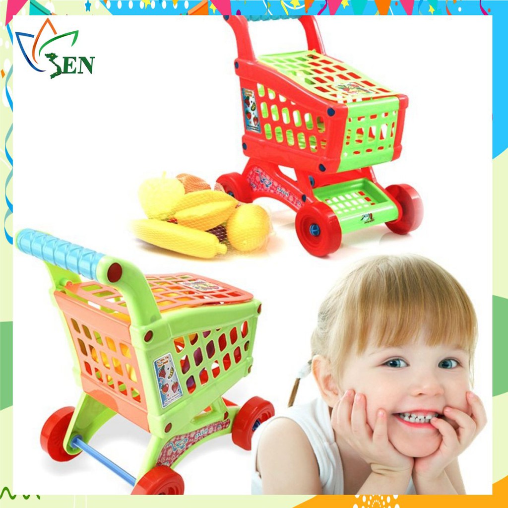 Trọn bộ đồ chơi xe đẩy hàng siêu thị kèm củ quả loại cực đại đặc biệt cho bé