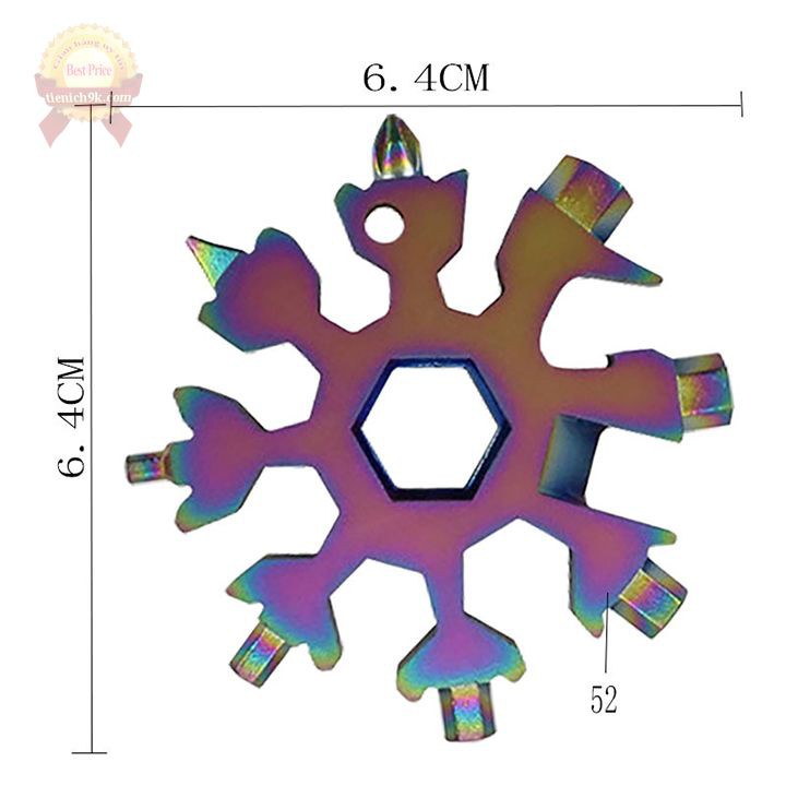 Tô vít bông tuyết 8 đầu Móc khóa bỏ túi 18in1 2 4 cạnh mở bia mini