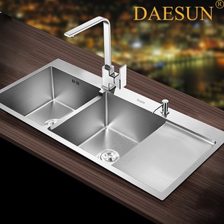 CHẬU RỬA BÁT INOX CÓ BÀN CHỜ DAESUN DS 765