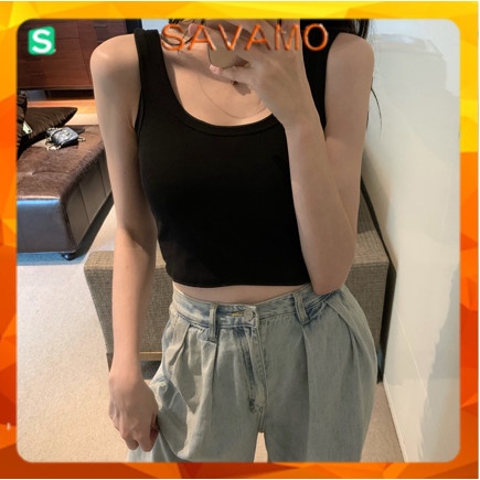 áo hai dây bản to nữ croptop cá tính dáng ôm SAVAMO s21