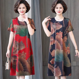 Váy Đầm Trung Niên Nữ Cho Mẹ V15 - Thời trang trung niên cho mẹ trung tuổi U40 U50 đẹp giá rẻ Bigsize - Váy xuông cho mẹ