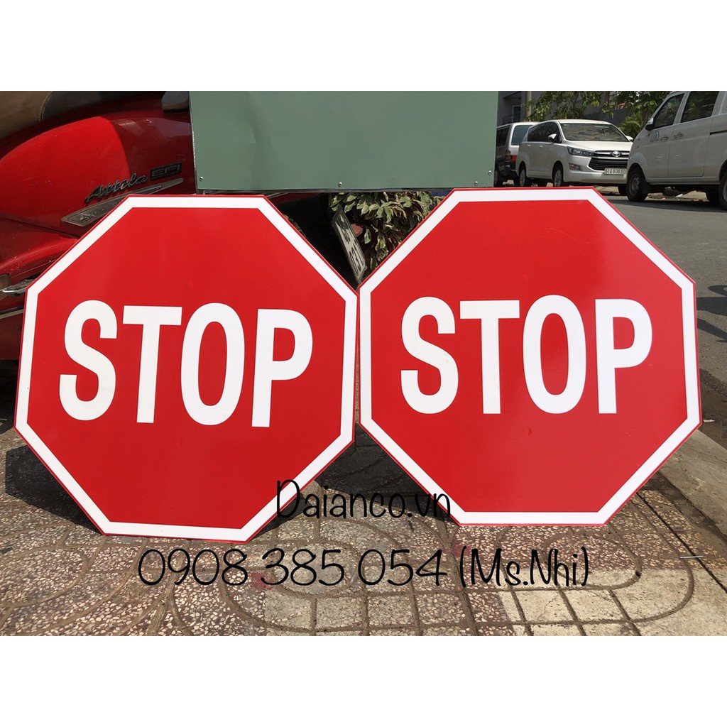 Biển báo cấm chất liệu tôn mạ kẽm dày 1,2li dán decal phản quang- Hình thật