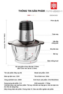 Ranbem224A - Máy xay thịt siêu nhanh và siêu bền
