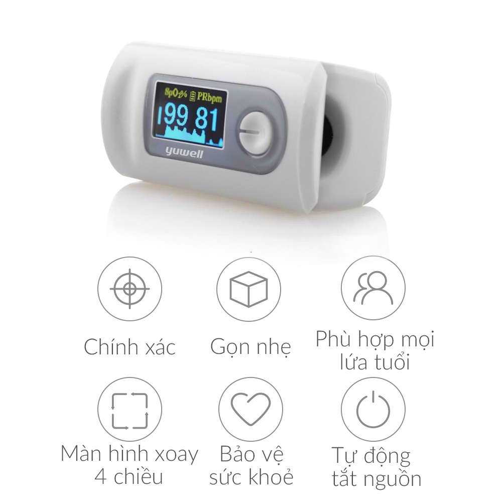 Máy đo nồng độ 0xy trong máu điện tử Yuwell YX301 - nhập khẩu chính hãng, bảo hành 24 tháng