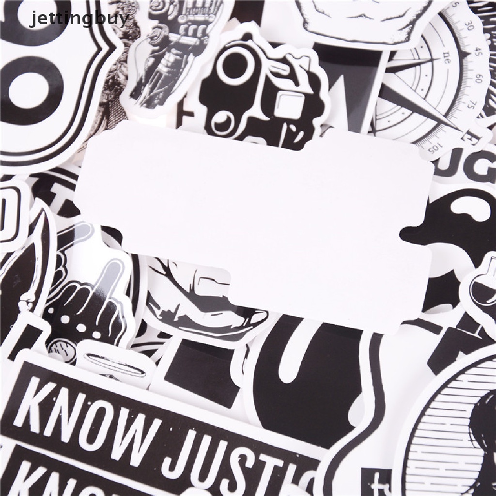 Bộ 100 miếng dán JETTING họa tiết graffiti trắng đen bằng pvc trang trí ván trượt/ máy tính xách tay