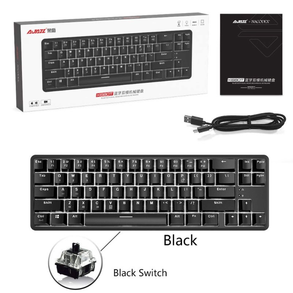 luetooth 68 Có Dây, Với Bàn Phím Cơ Thiết Kế Chống Bóng Ma, Cho Ajazz K680t Các Chế Độ Đèn Nền Khác Nhau-198-123BOXVN