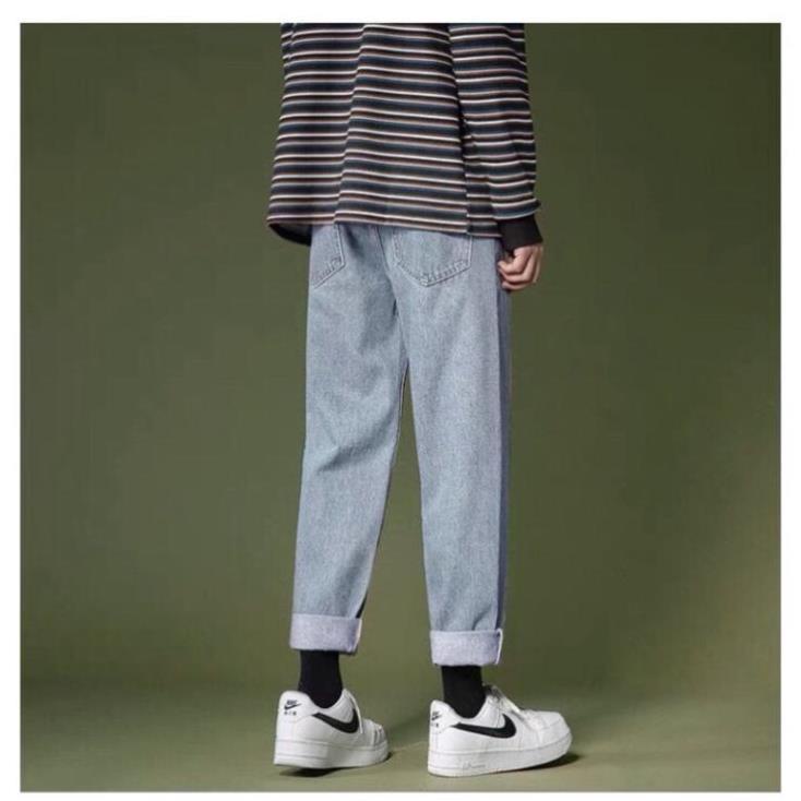 Quần jean bò baggy nam nữ ống suông rộng Unisex hàng Quảng Châu phong cách Hàn Quốc sành điệu style năm 2021 | BigBuy360 - bigbuy360.vn