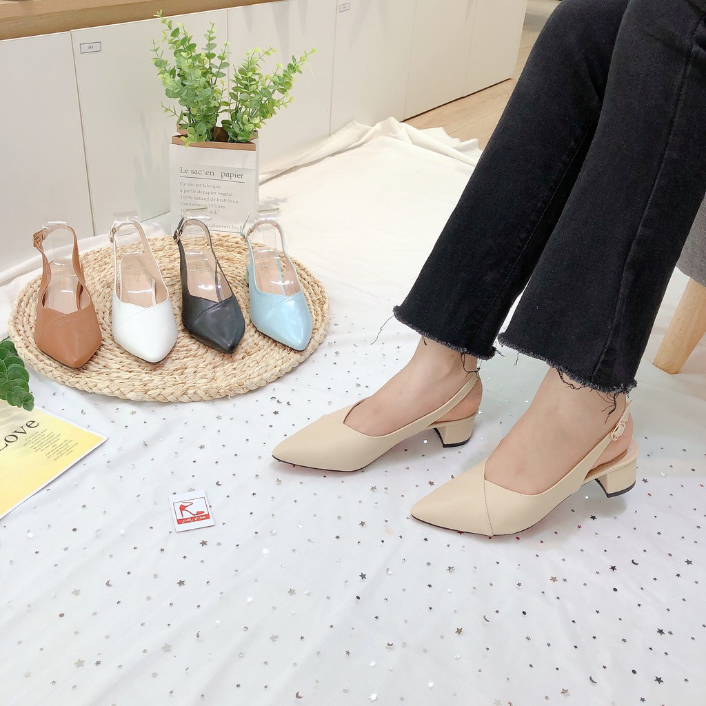 SANDAL VGB SLINGBACK 3P MŨI TIM XEO [FORM NHỎ, LẤY LÊN 1 SIZE]