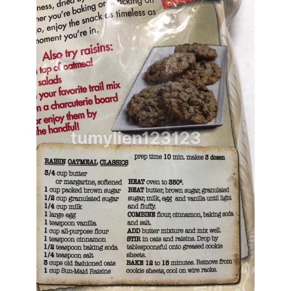 Date 12 / 2024 - Nho Khô Sun Maid Hữu Cơ Túi 900gr Hàng Mỹ