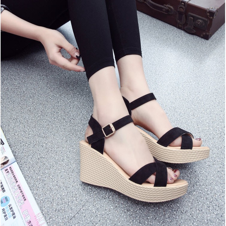 FREE SHIP + Giày cao gót sandal quai chéo da mềm xuồng 9p