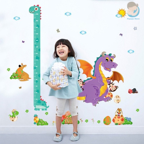 Thước do chiều cao dán tường hình con vật đánh yêu dễ thương cho bé