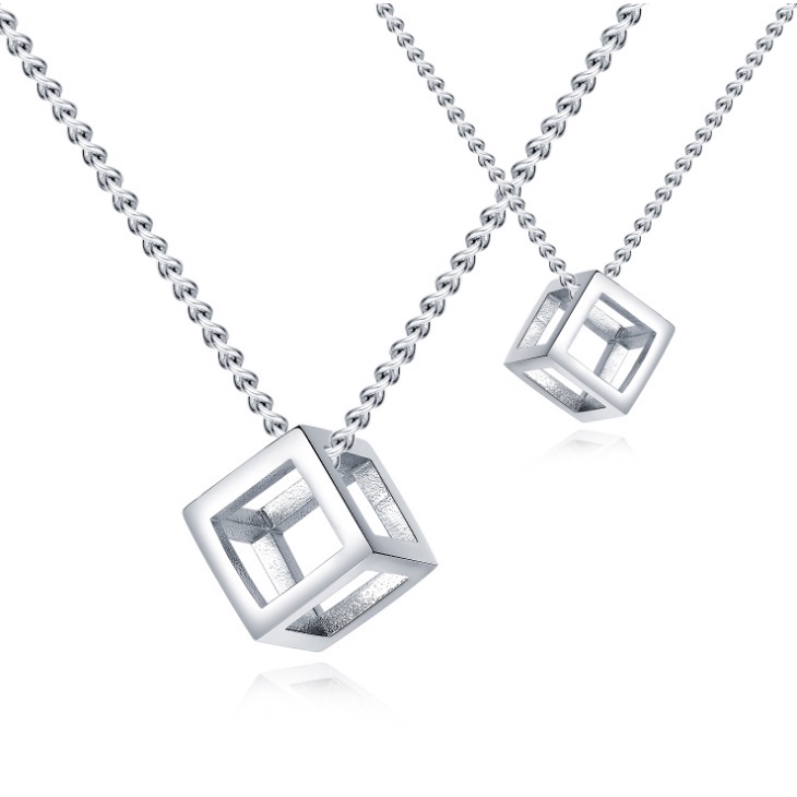 Dây chuyền hình khối lập phương ba chiều phong cách cổ điển chất lượng cao