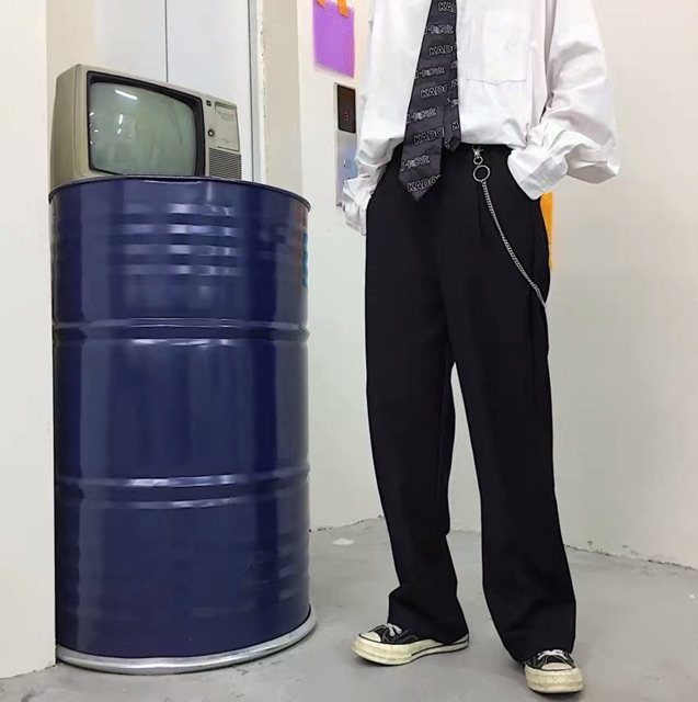 [SẴN] Quần vải ống rộng ulzzang kèm chuỗi xích siêu chất streetstyle hip hop | BigBuy360 - bigbuy360.vn