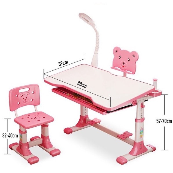Bàn Học Sinh Chống Gù Chống Cận V-Baby, KÈM GHẾ + ĐÈN LED + GIÁ SÁCH, Bàn Học Thông Minh Bé Trai Bé Gái Nâng Cấp