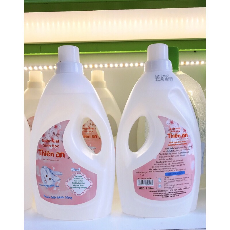 Nước giặt sinh học Thiên An tinh dầu hoa anh đào sạch khuẩn, mềm vải 1L | 3,8L