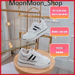 Giày thể thao nữ nâng đế 7cm chất da mềm hàng qccc có box phong cách đơn giản trẻ trung năng động