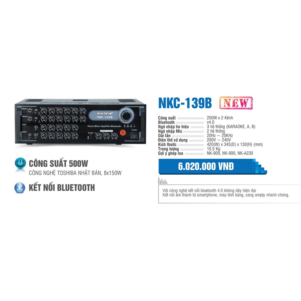 Amply Bluetooth NIKOCHI 139B