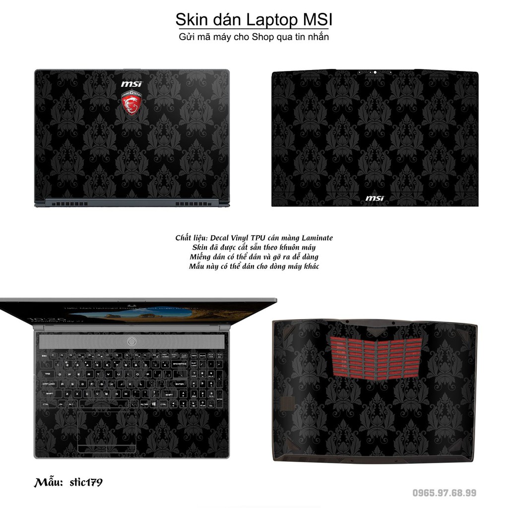 Skin dán Laptop MSI in hình Hoa văn sticker _nhiều mẫu 30 (inbox mã máy cho Shop)