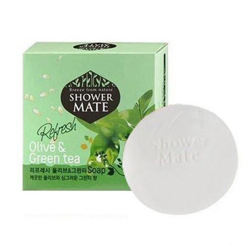 Xà bông chứa nhiều vitamin antioxidants Shower Mate Olive &amp; Green Tea 100g - Hàng Chính Hãng