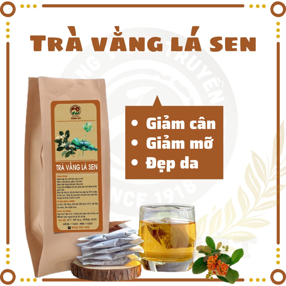 Giảm mỡ, nhuận tràng trong 7 ngày - Trà vằng lá sen đông y gia truyền Thông Cát - Bịch 20