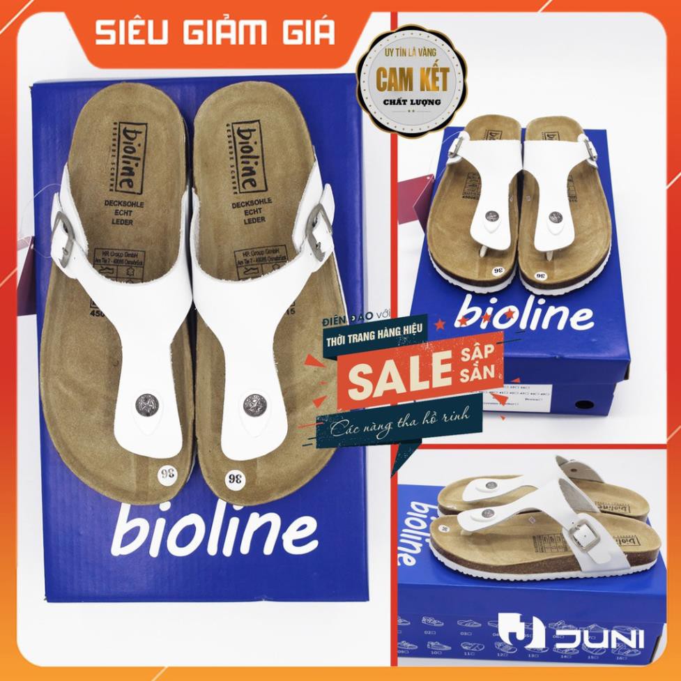 [DA BÒ THẬT] W07-Dép da bò xỏ ngón Birken Bioline Unisex (Đế trấu) - Juni Store