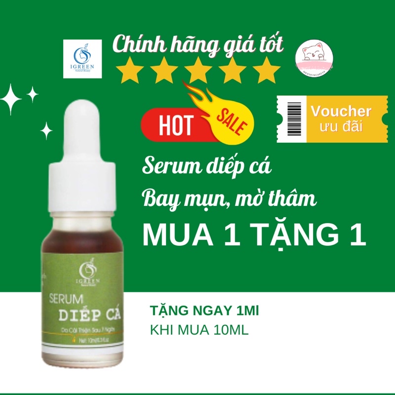 Serum Diếp Cá , thiên nhiên IGREEN , cải thiện da sau 7 ngày meoskincare9x