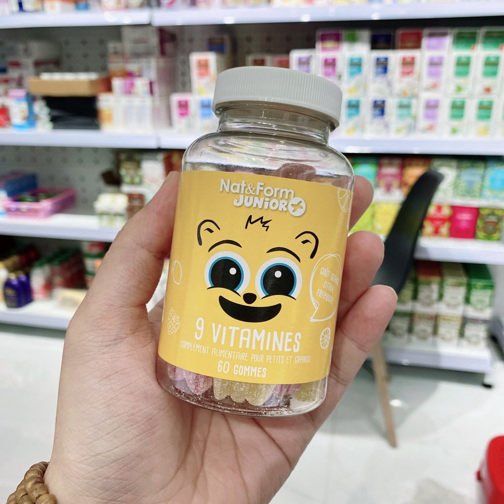 Pháp - Kẹo dẻo Nat&Form Junior 9 Vitmines & Immunite bổ sung vitamin, tăng sức đề kháng