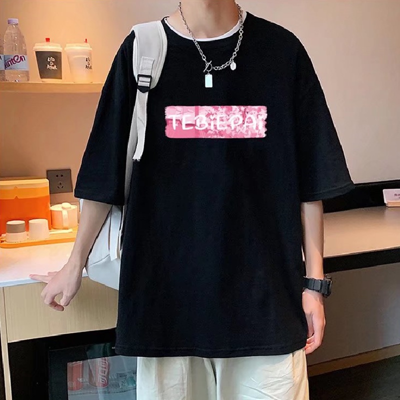 Áo Thun Dáng Rộng In Chữ Phong Cách Hàn Quốc Thời Trang Mùa Hè Cho Nam Và Nữ [M-8XL]