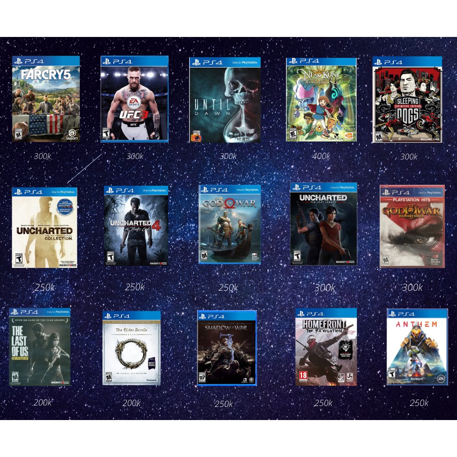 Đĩa Game PS4: List Game tổng hợp