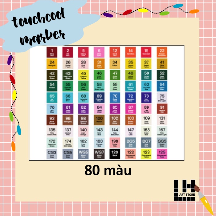 Lẻ 01 cây bút tô màu marker Touchcool 80 màu (Màu ngẫu nhiên)