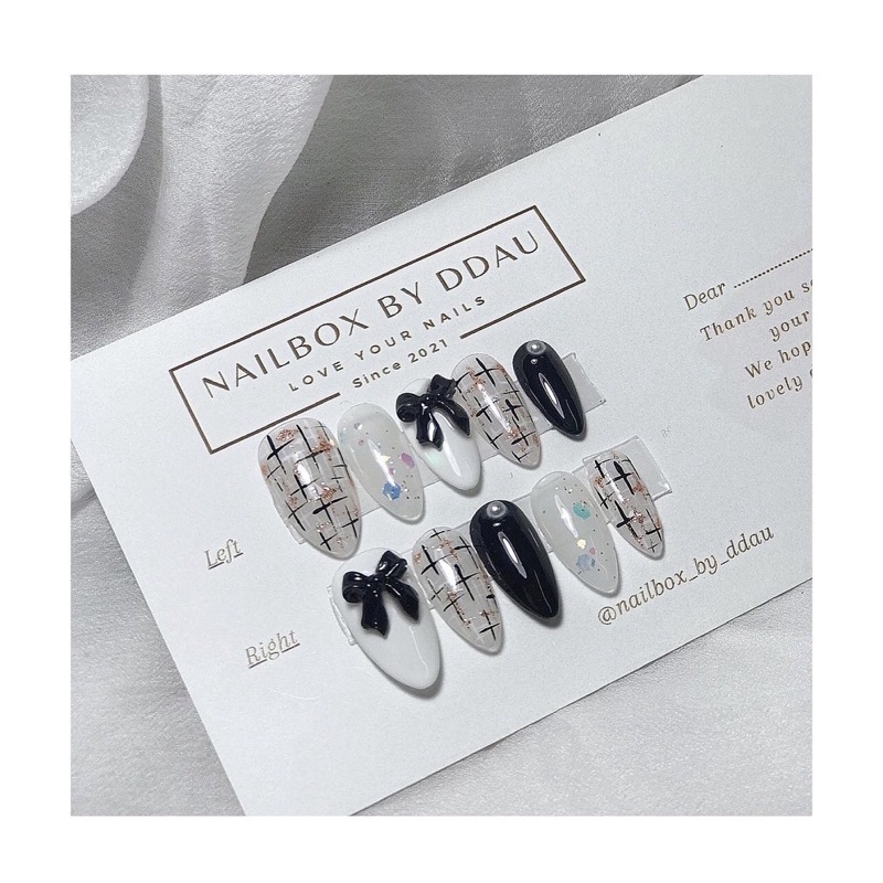 Móng up nailbox kẻ dạ nơ