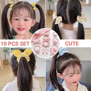 Set 10 dây buộc tóc co giãn đáng yêu cho bé gái
