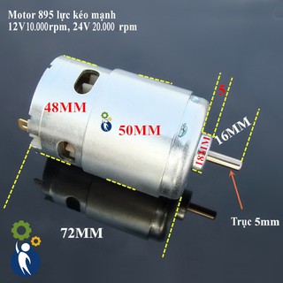 Motor 895 tốc độ 10.000rpm-20.000rpm, Động cơ DC 365W, 12V-24V đường kính trục quay 5mm